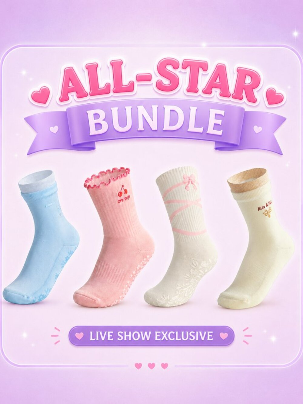 4-Style Grip Socks Bundle